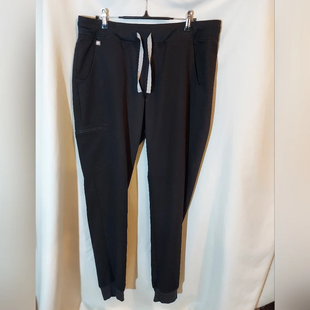 FIGS Black Zamora Jogger Scrub Pants Womens Size L/T Tall Technical Collection
